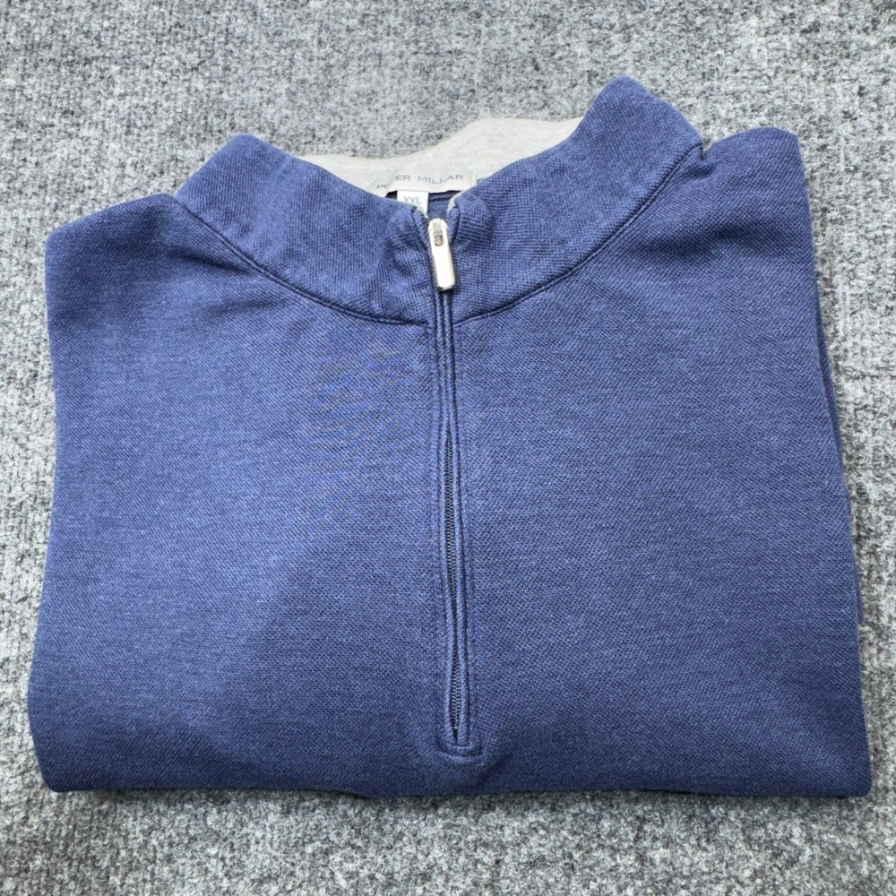 Peter Millar Sweatshirt Mens XXL Blue Cotton Modal Blend Quarter Zip Pullover - Picture 11 of 12